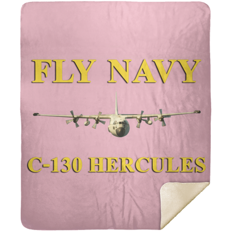 Fly Navy C-130 3 Blanket - Premium Mink Sherpa Blanket 50x60