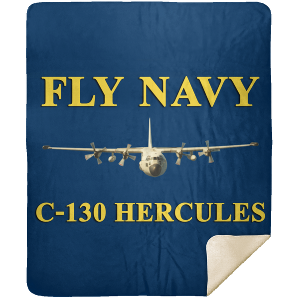 Fly Navy C-130 3 Blanket - Premium Mink Sherpa Blanket 50x60