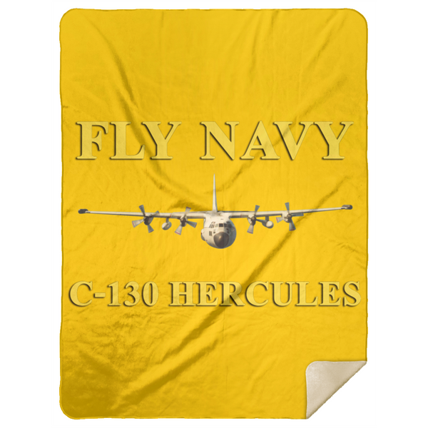 Fly Navy C-130 3 Blanket - Premium Mink Sherpa Blanket 60x80