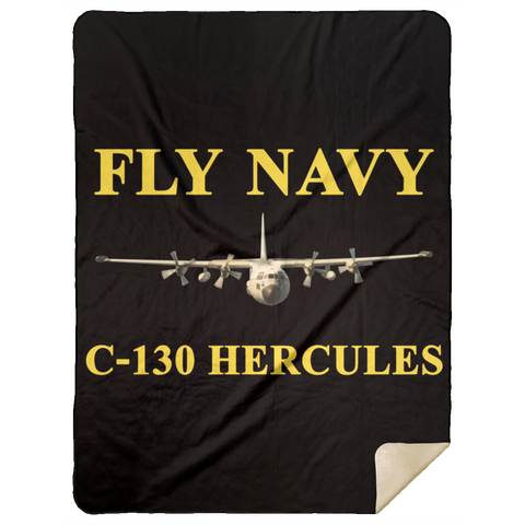 Fly Navy C-130 3 Blanket - Premium Mink Sherpa Blanket 60x80