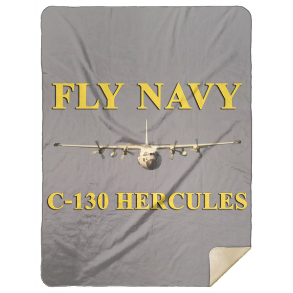 Fly Navy C-130 3 Blanket - Premium Mink Sherpa Blanket 60x80