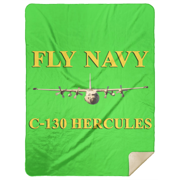 Fly Navy C-130 3 Blanket - Premium Mink Sherpa Blanket 60x80