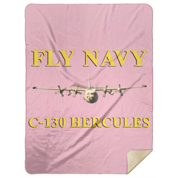 Fly Navy C-130 3 Blanket - Premium Mink Sherpa Blanket 60x80