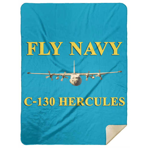 Fly Navy C-130 3 Blanket - Premium Mink Sherpa Blanket 60x80