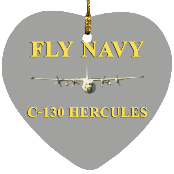 Fly Navy C-130 3 Ornament Ceramic - Heart