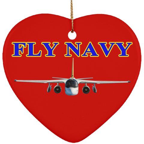 Fly Navy S-3 2 Ornament - Heart