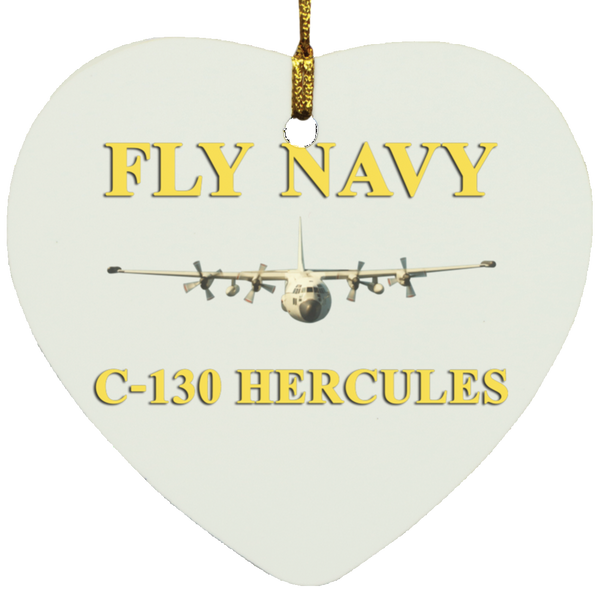 Fly Navy C-130 3 Ornament Ceramic - Heart