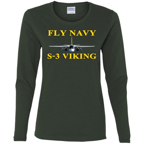 Fly Navy S-3 3 Ladies' Cotton LS T-Shirt