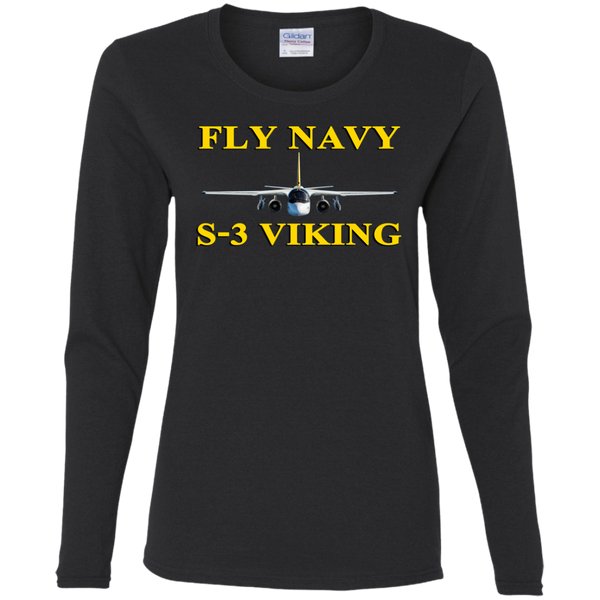 Fly Navy S-3 3 Ladies' Cotton LS T-Shirt