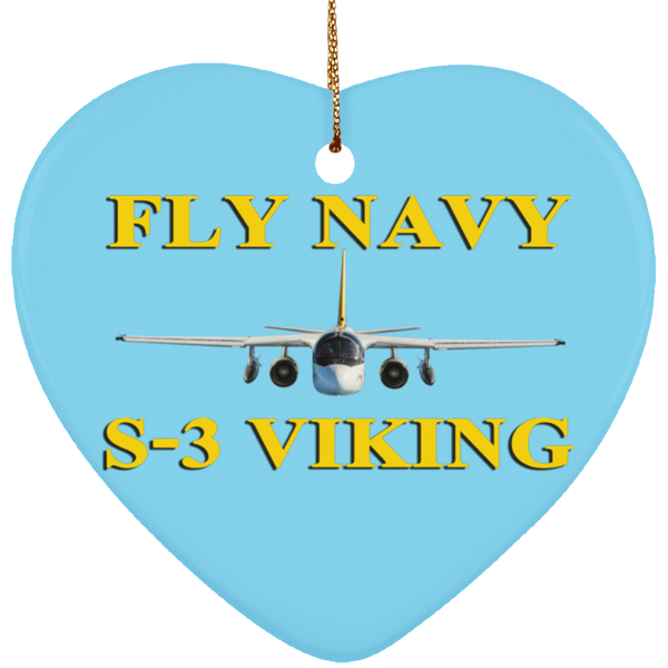 Fly Navy S-3 3 Ornament - Heart