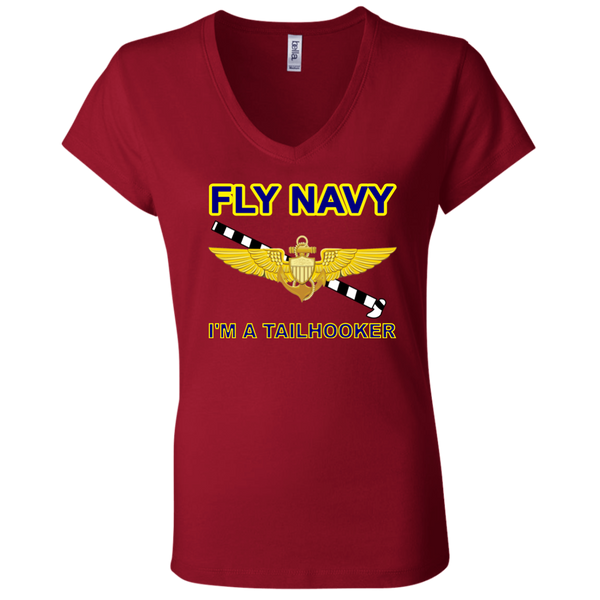 Fly Navy Tailhooker Ladies' Jersey V-Neck T-Shirt
