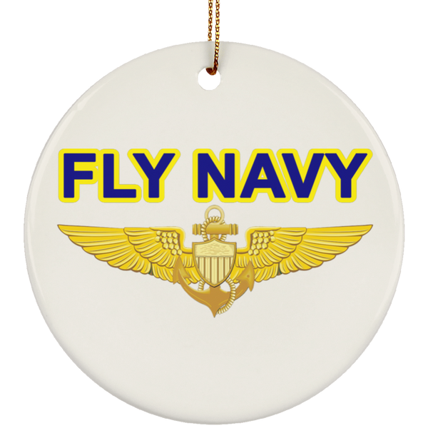 Fly Navy Aviator Ornament - Circle