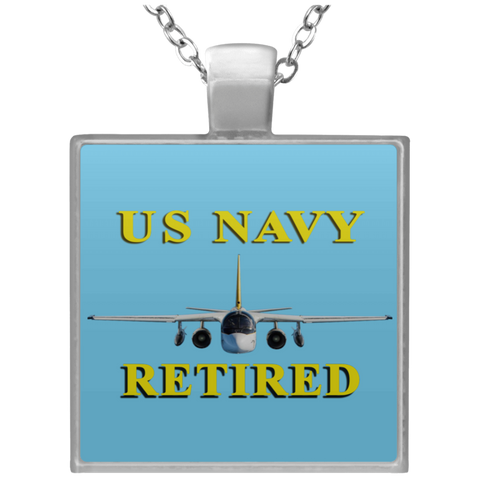 Navy Retired 2 Necklace - Square