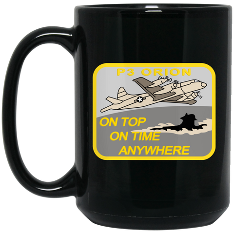P-3 On Top Black Mug - 15oz