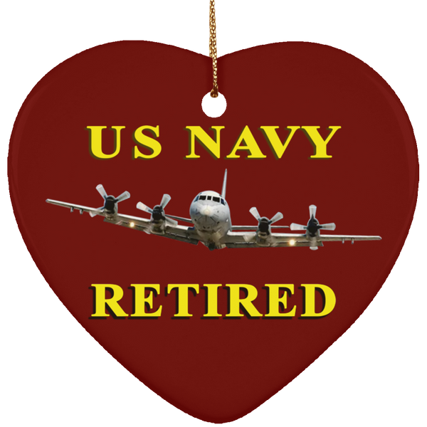 Navy Retired 1 Ornament - Heart