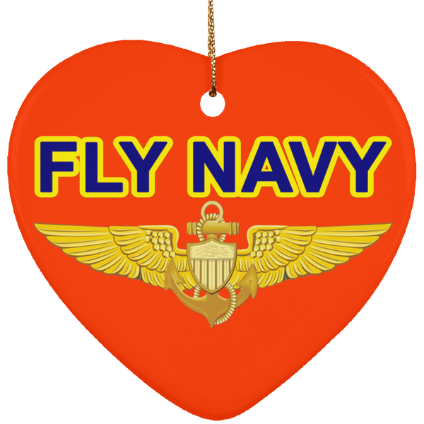 Fly Navy Aviator Ornament - Heart