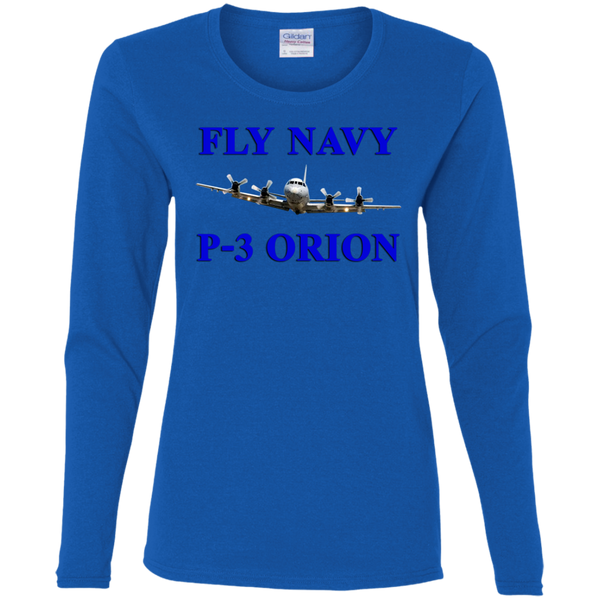 Fly Navy P-3 1 Ladies' Cotton LS T-Shirt