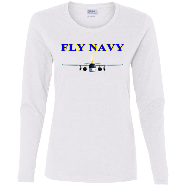 Fly Navy S-3 2 Ladies' Cotton LS T-Shirt