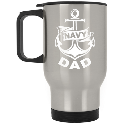 Navy Dad 1 Silver Stainless Travel Mug