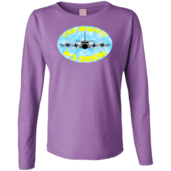 P-3 Orion 8 Mighty P-3 Ladies' LS Cotton T-Shirt