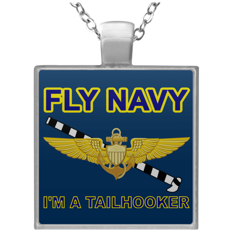 Fly Navy Tailhooker Necklace - Square