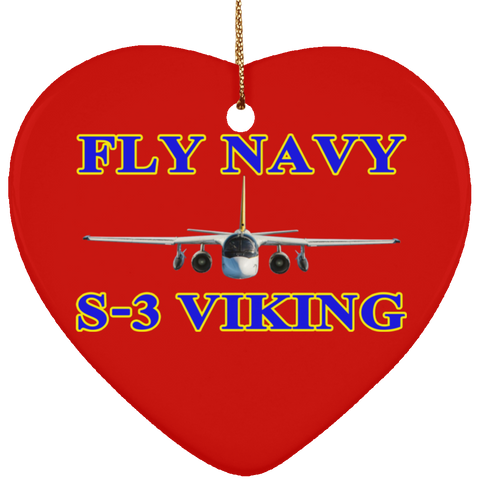 Fly Navy S-3 1 Ornament - Heart