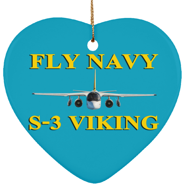 Fly Navy S-3 3 Ornament - Heart