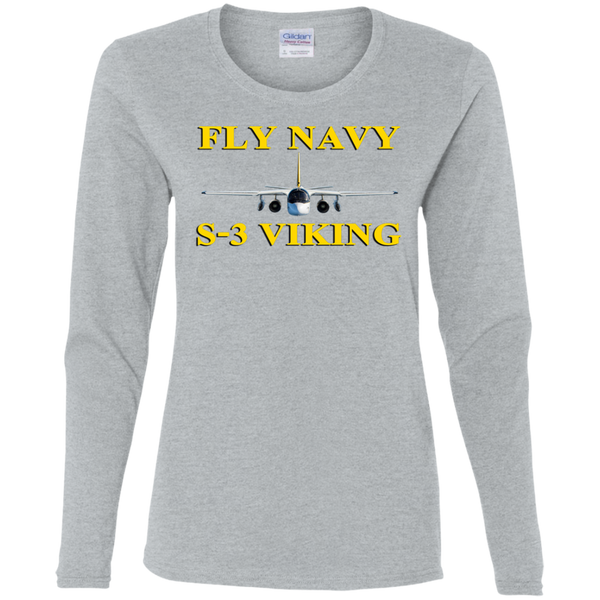 Fly Navy S-3 3 Ladies' Cotton LS T-Shirt