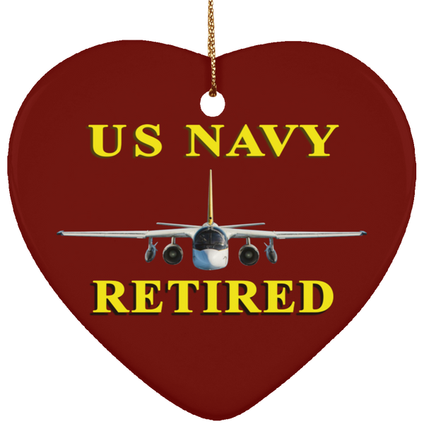 Navy Retired 2 Ornament - Heart