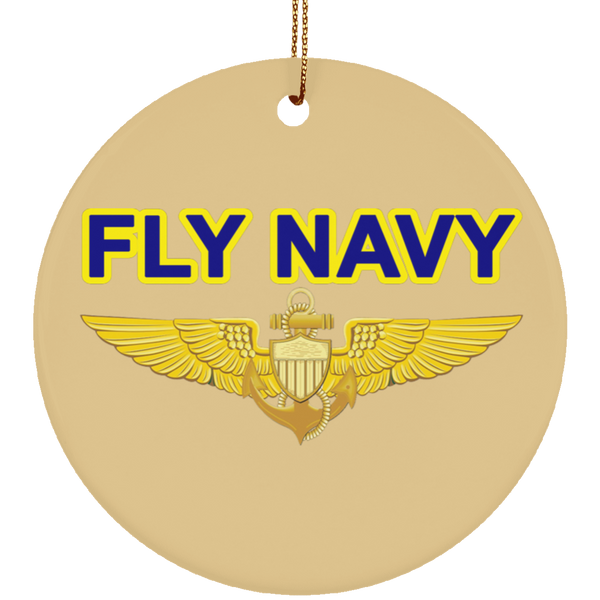 Fly Navy Aviator Ornament - Circle