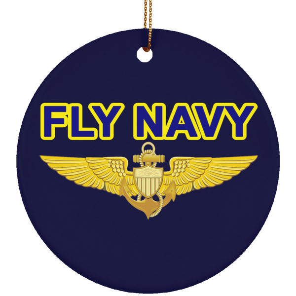 Fly Navy Aviator Ornament - Circle