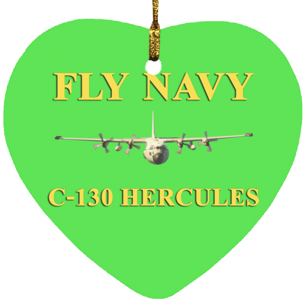 Fly Navy C-130 3 Ornament Ceramic - Heart