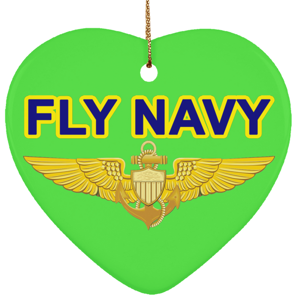 Fly Navy Aviator Ornament - Heart