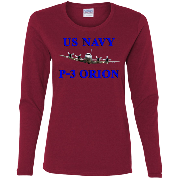 US Navy P-3 1 Ladies' Cotton LS T-Shirt