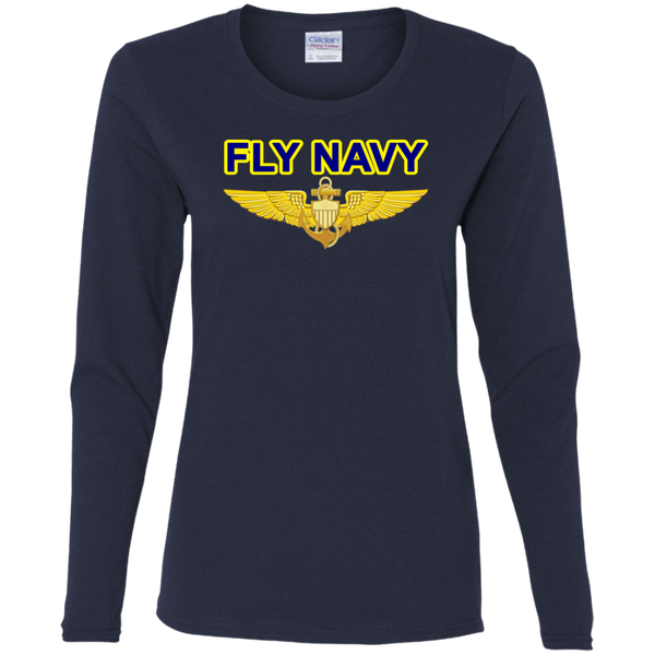 Fly Navy Aviator Ladies' Cotton LS T-Shirt