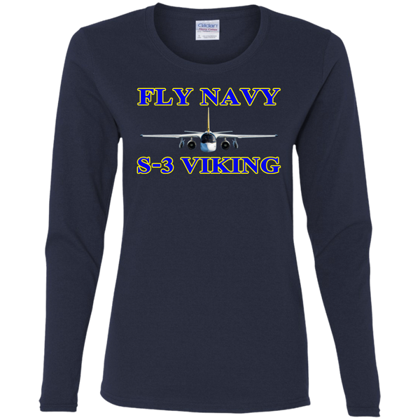 Fly Navy S-3 1 Ladies' Cotton LS T-Shirt