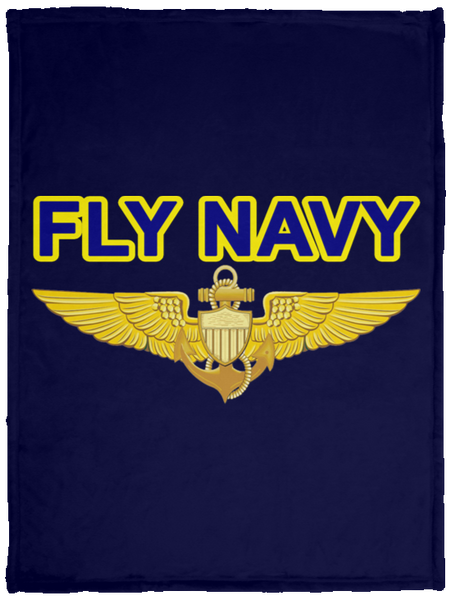 Fly Navy Aviator Blanket - Cozy Plush Fleece Blanket - 30x40