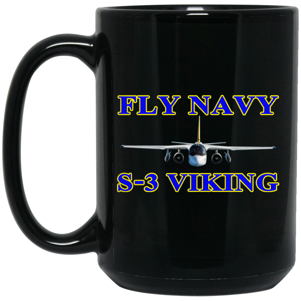 Fly Navy S-3 1 Black Mug - 15oz