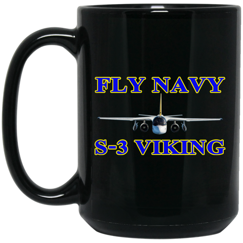 Fly Navy S-3 1 Black Mug - 15oz