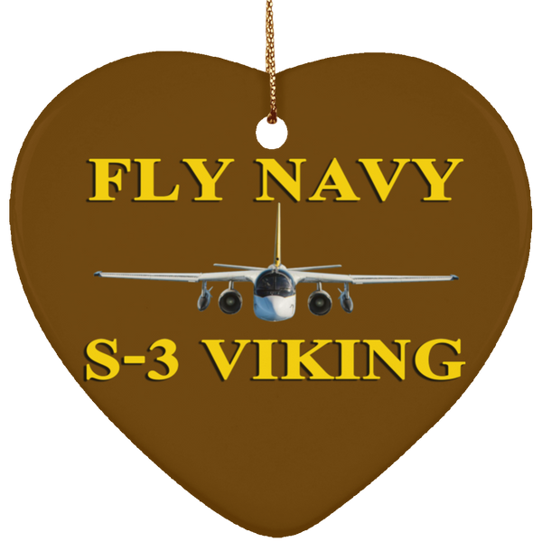 Fly Navy S-3 3 Ornament - Heart