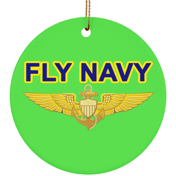 Fly Navy Aviator Ornament - Circle