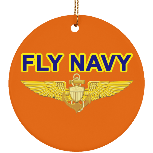 Fly Navy Aviator Ornament - Circle