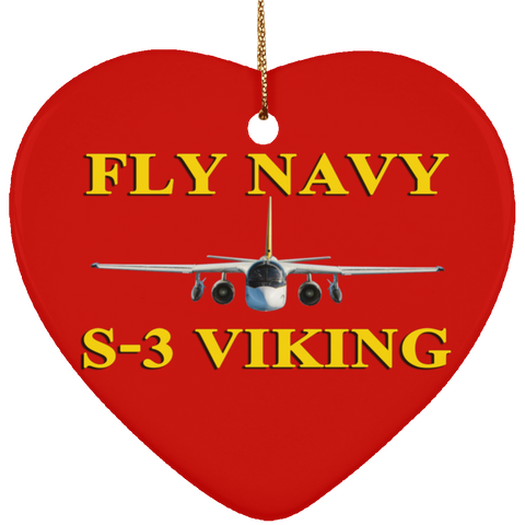 Fly Navy S-3 3 Ornament - Heart