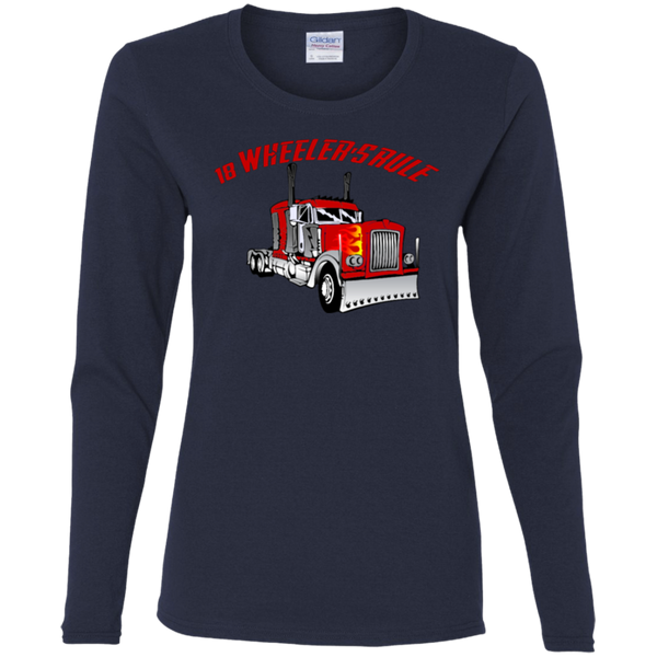 Trucker 18 Wheeler 1 Ladies' Cotton LS T-Shirt