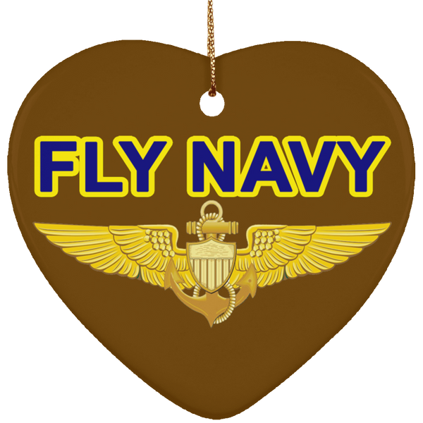 Fly Navy Aviator Ornament - Heart