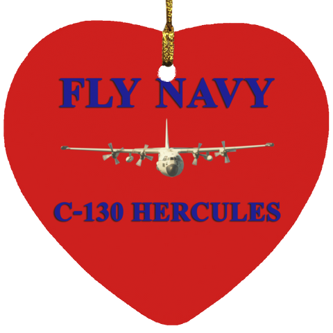 Fly Navy C-130 1 Ornament Ceramic - Heart