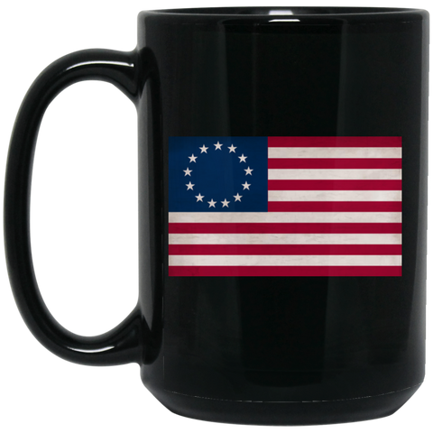 Betsy Ross Flag Black Mug - 15oz