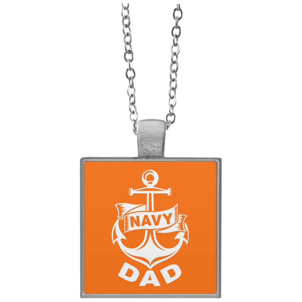 Navy Dad 1 Square Necklace
