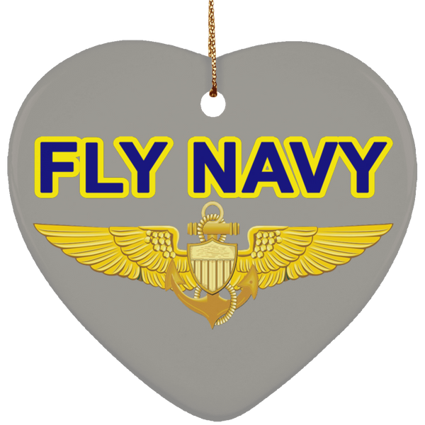 Fly Navy Aviator Ornament - Heart