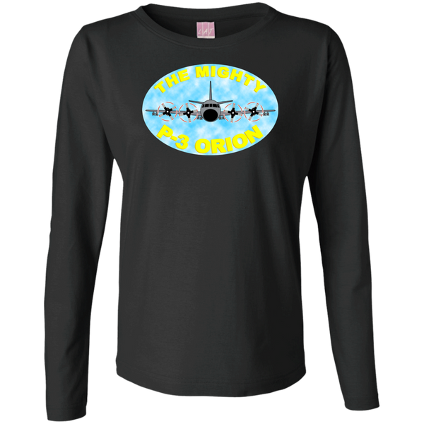 P-3 Orion 8 Mighty P-3 Ladies' LS Cotton T-Shirt